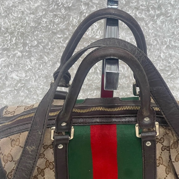 Gucci Monogram Vintage Women’s Web Boston Shoulder Bag - Picture 8 of 16